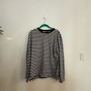 Black and White Striped Long Sleeve Shirt